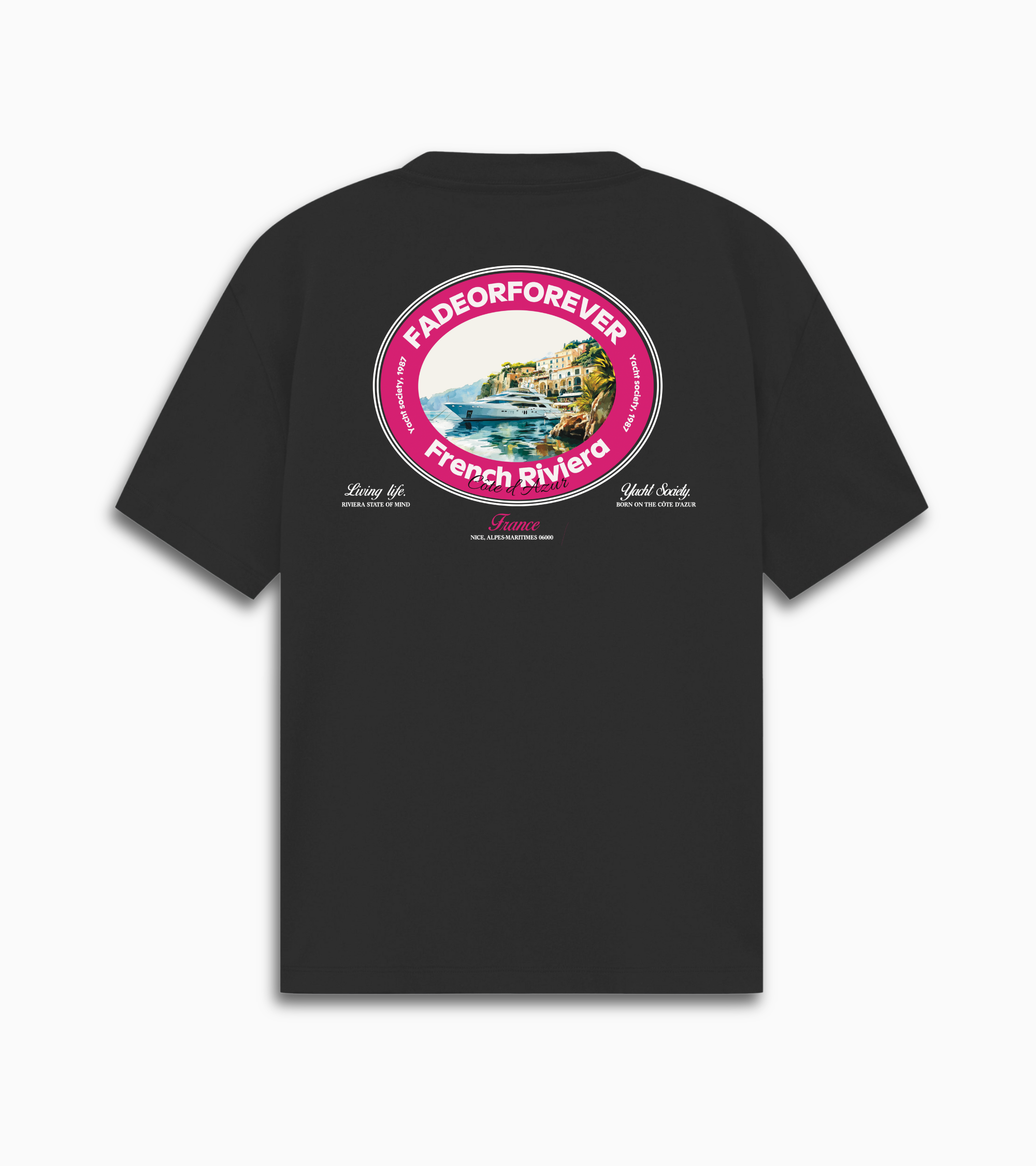 Riviera T-shirt- Black/Pink